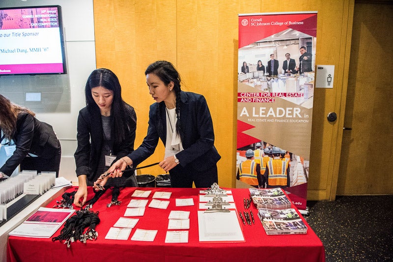 Students at the CREF table