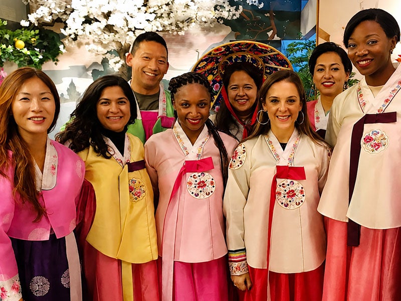 Students group photo at a Japan-Korea trek