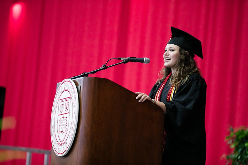 Photo of Kayti Stanley at the podium