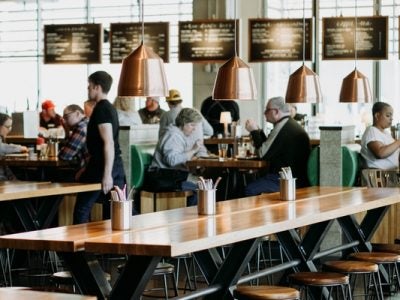 Customers dining in a restaurant