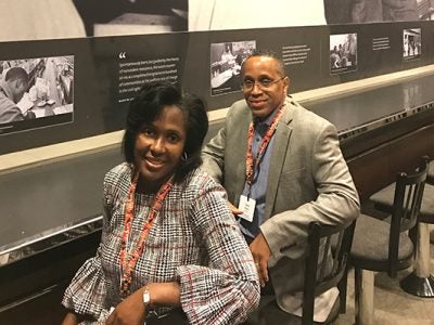 Photo of Lynn and David Wooten at the Woolworth’s Lunch Counter exhibit
