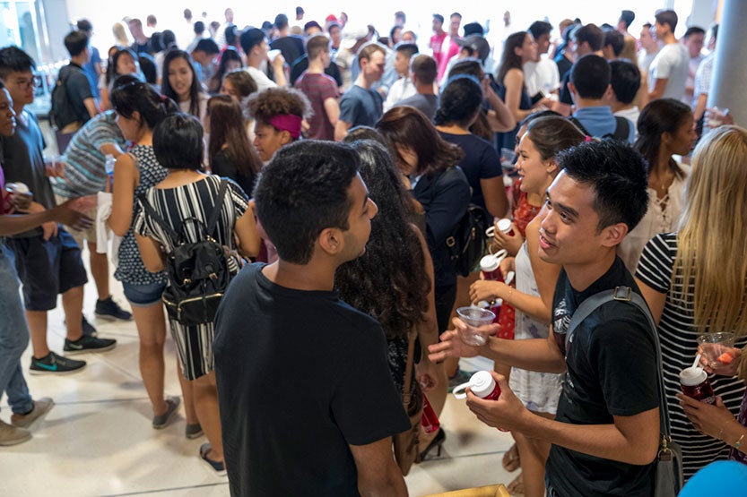 Students at an orientation event
