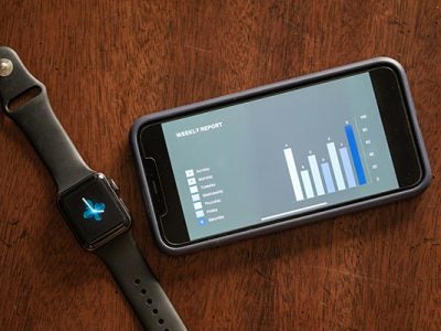 Smartphone and smartwatch on the table
