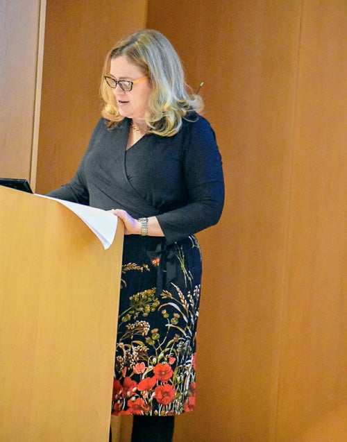 Photo of Risa Mish at the podium