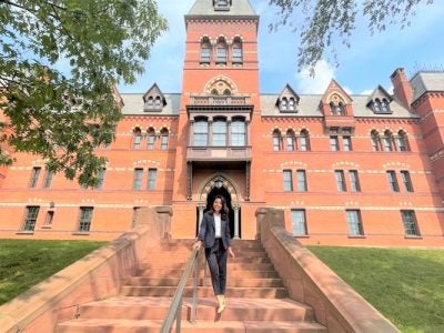 Cainto in front of Sage Hall