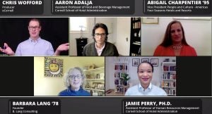 Screenshot of webinar participants. Webinar panelists top: Chris Wofford, Aaron Adalja, Abigail Charpentier 
