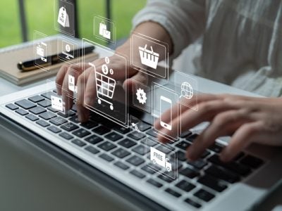 Workers hands on keboard
