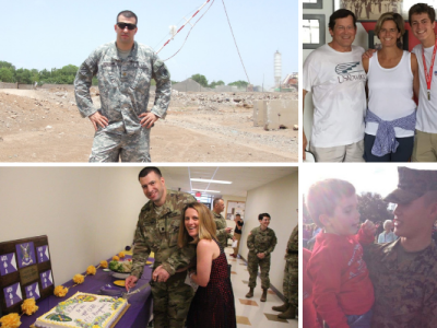 Collage of veterans with their families and in uniform