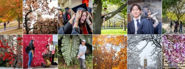 A collage of photos from our Instagram profile highlighting student experience and campus scenics.