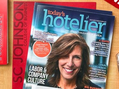 Dean Kate Walsh on the cover of Today's Hotelier