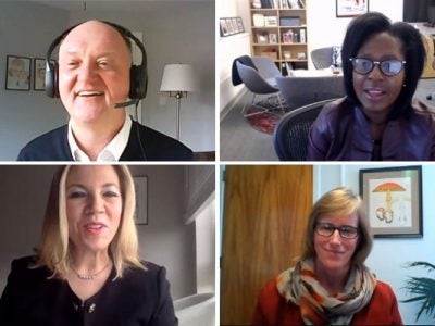 A Zoom screengrab of four webinar participants