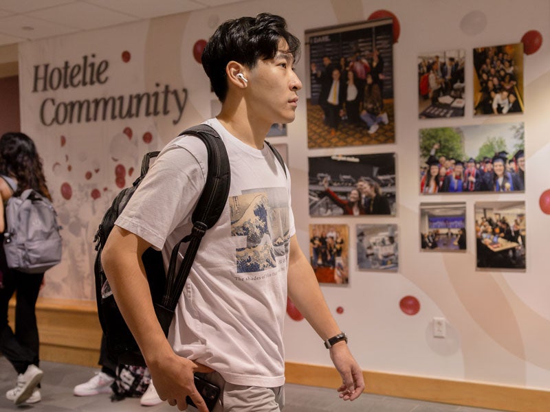 Student walking in hallway first day of class