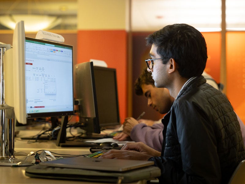 Student works at computer