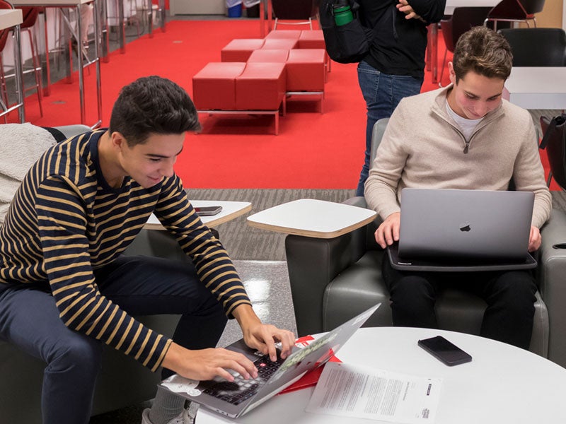 Student working on laptop