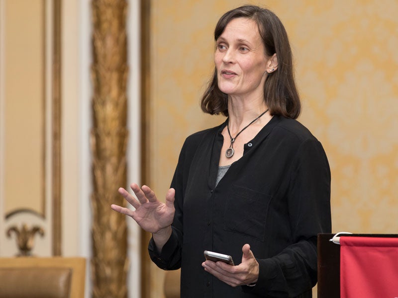 Aija Leiponen speaks at the JCB Thought Leader Series