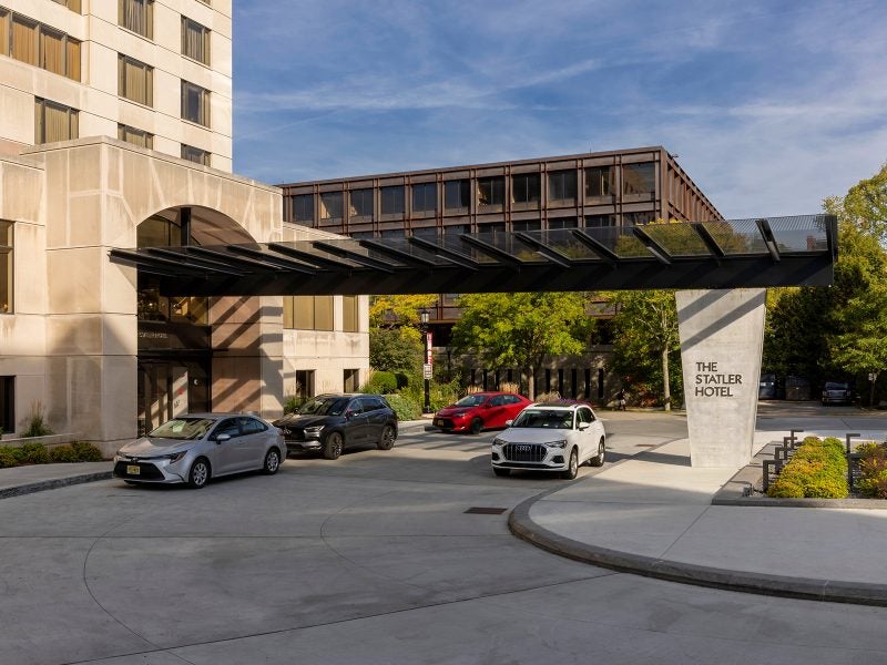 The entrance to the Statler Hotel.