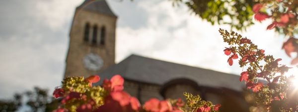 flowers and McGraw Tower