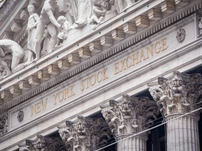 Close up of the New York Stock Exchange building exterior taken by Maurizio-De-Mattei-stock.adobe.com.