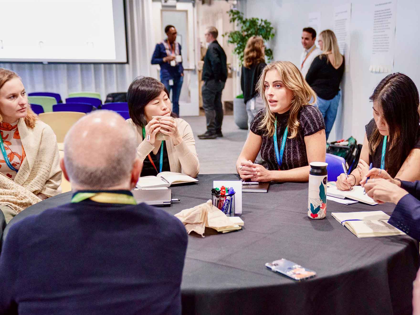 Susana Constenla-Villoslada, M.S. ’19, discusses food security at a conference.