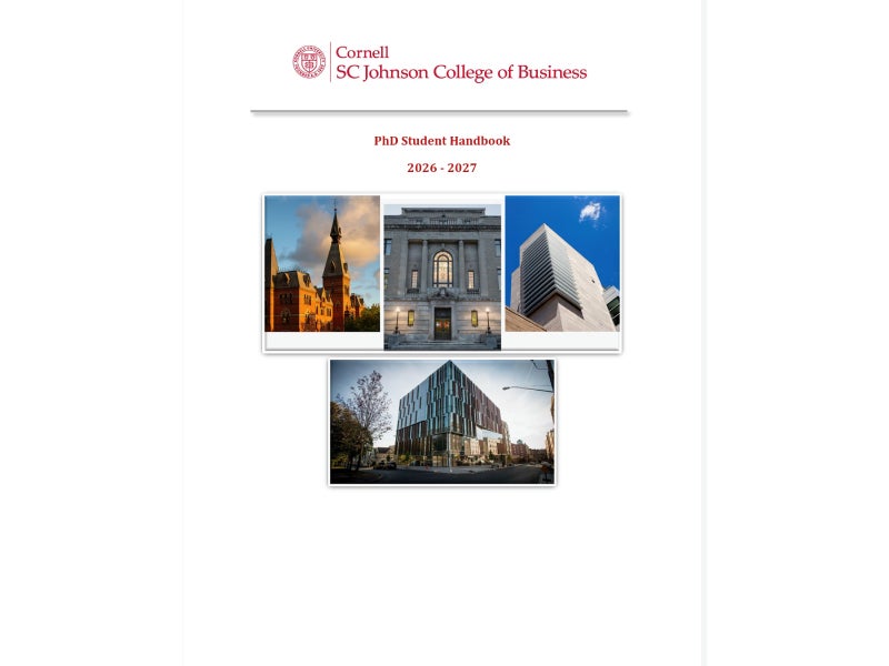 Cover of 2026-2027 Ph.D. handbook.