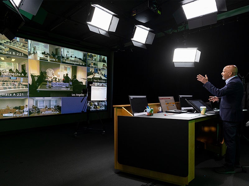 Professor teaching in the studio.