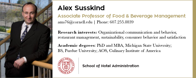 Alex Susskind, associate professor of Food & Beverage