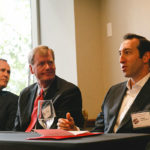 “Looking Back, Moving Forward” panel speakers. From left to right: David Tingue, MBA ’92, Dwight Vicks ’84, MBA ’91, and Peter Bernstein ’03.