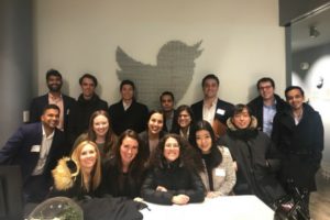 Photo of a group of MBA students at the Twitter offices in NYC