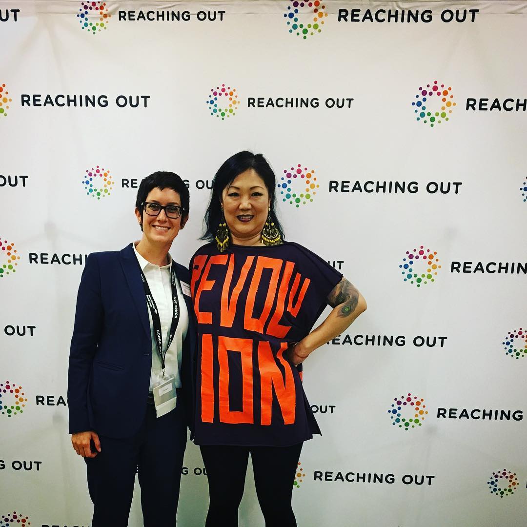 Photo of Sara Johnson, MBA '18, and Margaret Cho at the ROMBA conference