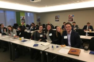 Photo of MBA students at the American Express NYC office