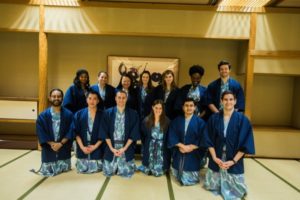 Photo of MBAs wearing kimonos before bathing in the Japanese hot springs