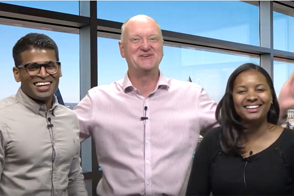 Photo of Lavan (left) with Professor Karolyi and Ola Allen-Taylor