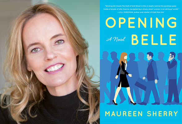 Maureen Sheery and her book cover "Opening Belle"