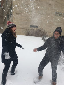 Photo of Kayti and Ryan laughing in the snow