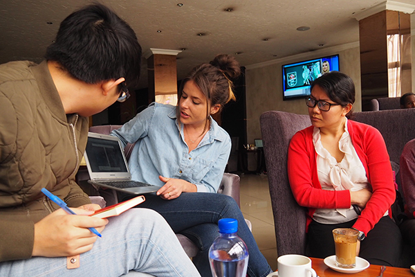 Photo of Valerie Bowden with a laptop