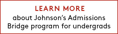 Link to learn more about the Johnson Admissions Bridge program for undergrads