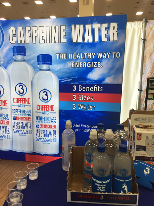 Photo of a booth with caffeine-infused water