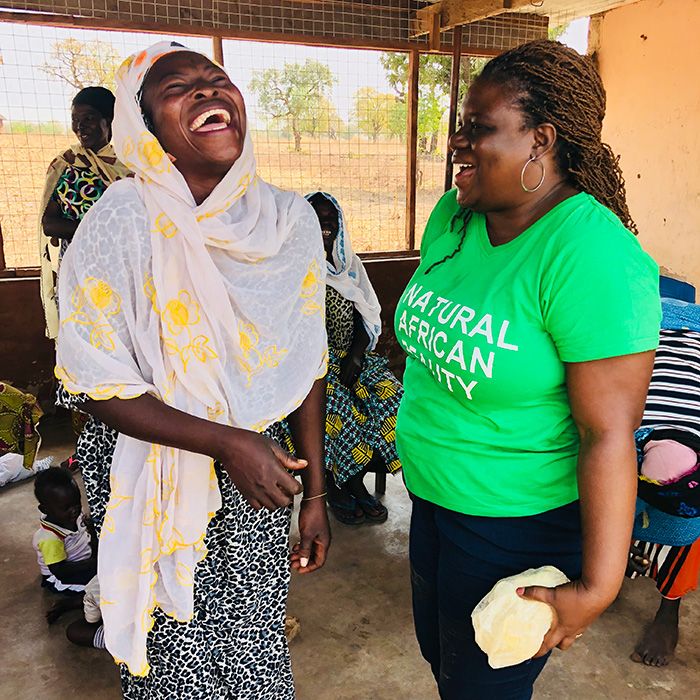 Francesca Opoku visiting women harvesters 