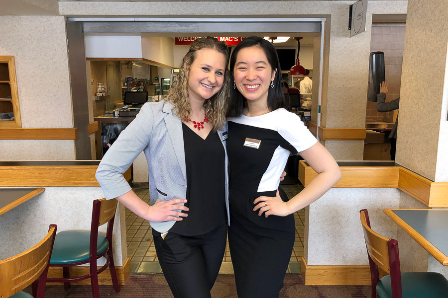 Photo of Eri and a friend in Statler Hall