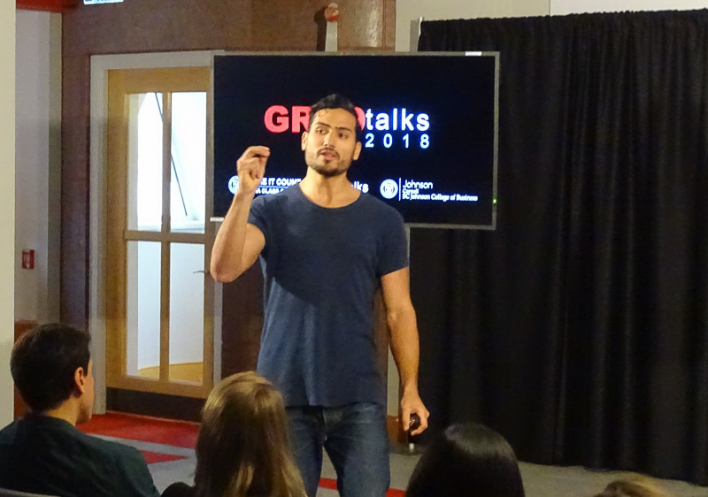 Photo of Matheus giving his GRADtalk