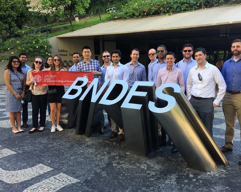 Photo of students standing outside BNDES