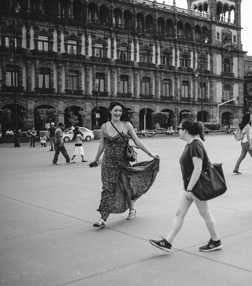 Black and white photo of Mandy in Mexico square