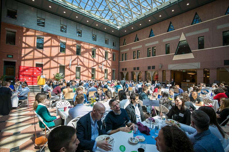 Photo of visitors eating in Dyson Atrium