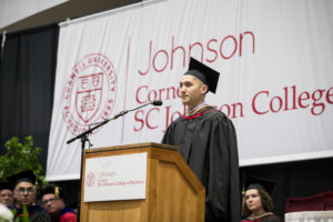 Photo of Ethan at the podium