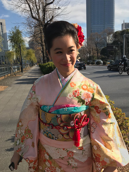 Photo of Eri in traditional Japanese clothing