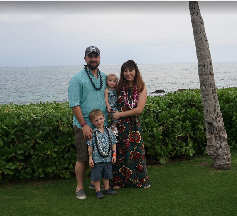 Jason Bradley with his wife and children