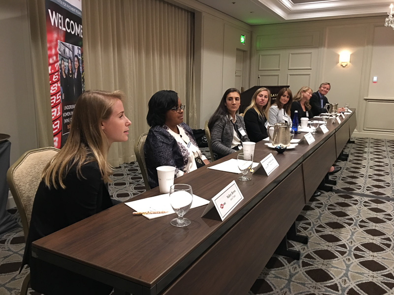 Panel of women addressing the room