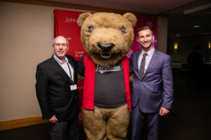 Warren and Reid with Touchdown the Bear