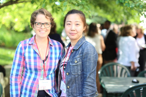 Two professional women collaborating