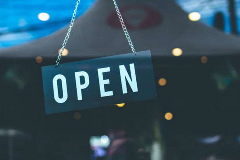 open sign on business door
